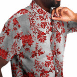Embossed Claret Velvet Button Down Shirt
