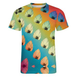 Gradient Leaves Pattern Cotton T-Shirt 9