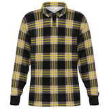 Black & Yellow Plaid Long Sleeve Polo