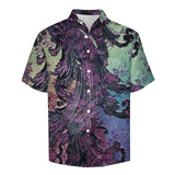 Embossed Rustic Design Faux Linen Button Down Shirt with Chest Pocket 7