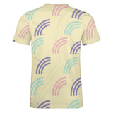 Unisex Half Rainbow Pattern Big Print Cotton T-Shirt