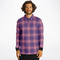 Jeweled Plaid Long Sleeve Polo