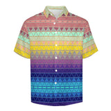 Gradient Triangle Pattern  Faux Linen Button Down Shirt with chest pocket 3