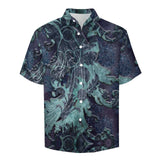 Embossed Rustic Design Faux Linen Button Down Shirt with Chest Pocket 2