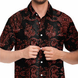 Embossed Russet Velvet Button Down Shirt 6