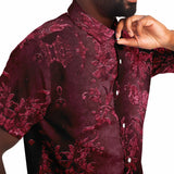 Embossed Claret Velvet Button Down Shirt 8