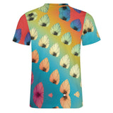 Gradient Leaves Pattern Cotton T-Shirt 9