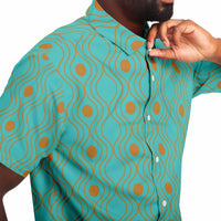 Turquoise Sand Wave Circle Button Down