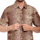 Embossed Champagne Velvet Button Down Shirt 4