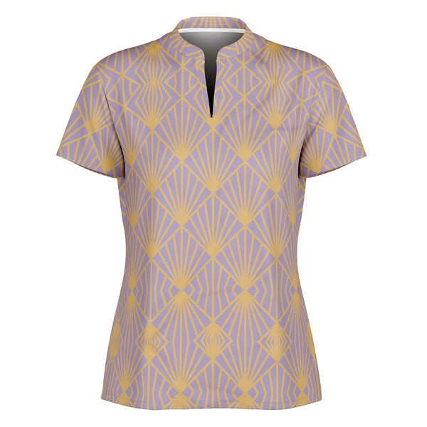 Rose Gold Sunburst Stand Up Collar Polo