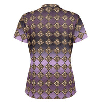 Women's Jewel Pattern Stand Up Collar Polo