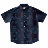 Embossed Blue Velvet Button Down Shirt 3