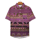 Gradient Triangle Pattern  Faux Linen Button Down Shirt with chest pocket
