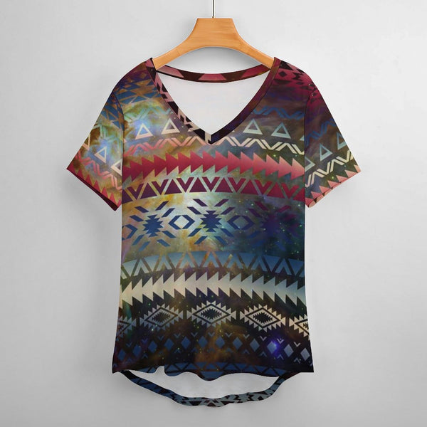 Tribal Low Cut V-Neck T-Shirt