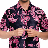 Embossed Pink Velvet Button Down Shirt 7