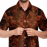 Embossed Russet Velvet Button Down Shirt 7