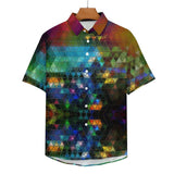 Faded Scenic Landscape Faux Linen Button Down Shirt with chest pocket