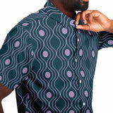 Midnight Orchid Wave Circle Button Down