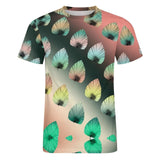Gradient Leaves Pattern Cotton T-Shirt 2