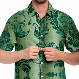 Embossed Teal Velvet Button Down Shirt 3