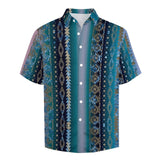 Tribal Pattern Faux Linen Shirt with pocket 8