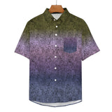 Gradient Texture Pattern Faux Linen Button Down Shirt with chest pocket