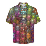 Iridescent Gems Faux Linen Button Down Shirt with chest pocket