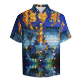 Fire and Geometry Faux Linen Button Down Shirt with chest pocket