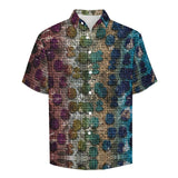 Tortoise Shell Pattern Faux Linen Button Down Shirt with Chest Pocket