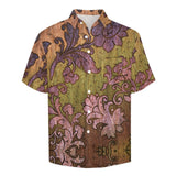 Wooden Texture Pattern Faux Linen Button Down Shirt with chest pocket