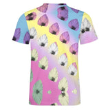 Gradient Leaves Pattern Cotton T-Shirt 12