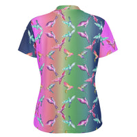 Women's Humming Birds Stand Up Collar Polo