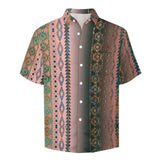 Tribal Pattern Faux Linen Shirt with pocket 4