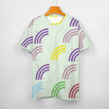 Unisex Half Rainbow Pattern Big Print Cotton T-Shirt