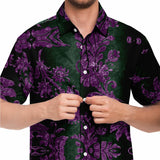 Embossed Purple Velvet Button Down Shirt 10
