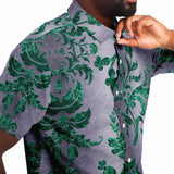 Embossed Teal Velvet Button Down Shirt