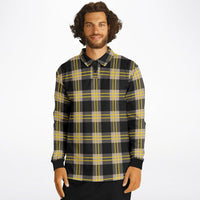 Black & Yellow Plaid Long Sleeve Polo