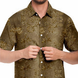 Embossed Gold Velvet Button Down Shirt