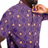 Violet Dahlia Wave Circle Button Down