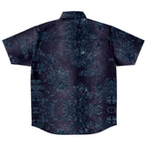 Embossed Blue Velvet Button Down Shirt 3