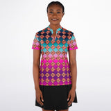 Women's Jewel Pattern Stand Up Collar Polo