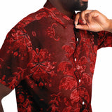 Embossed Claret Velvet Button Down Shirt 7