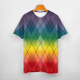 Rainbow Pride Fade Argyle Cotton T-Shirt