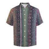 Tribal Pattern Faux Linen Shirt with pocket 7