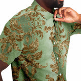 Embossed Gold Velvet Button Down Shirt 8