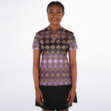 Women's Jewel Pattern Stand Up Collar Polo