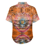 Venus Rising Polygonal Pattern  Faux Linen Button Down Shirt with chest pocket