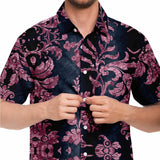 Embossed Pink Velvet Button Down Shirt 6