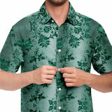 Embossed Teal Velvet Button Down Shirt 2