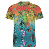 Embossed Tropical Foliage Cotton T-Shirt